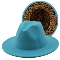 2021 new leopard bottom fedora hat ladies new wool felt hat two tone jazz hat fedora hat hip hop winter wide brimmed hat