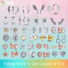 Женские сверкающие серьги-гвоздики, 925 пробы, серебристый веер