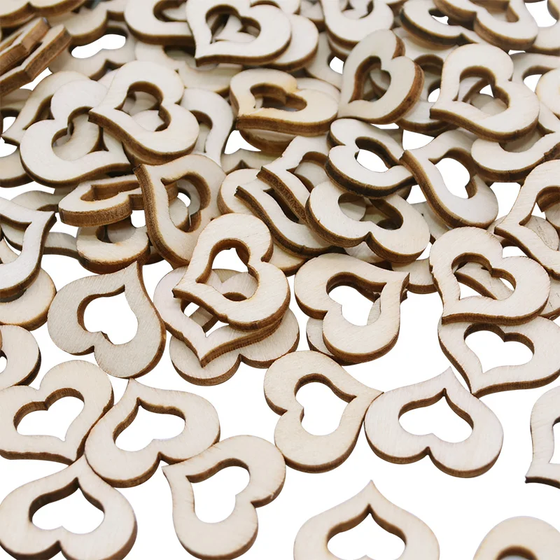 

100/50pcs Mini Hollow Wooden Love Heart Table Scatter DIY Craft Accessories Rustic Wedding Party DIY Decor Favor Scrapbooking
