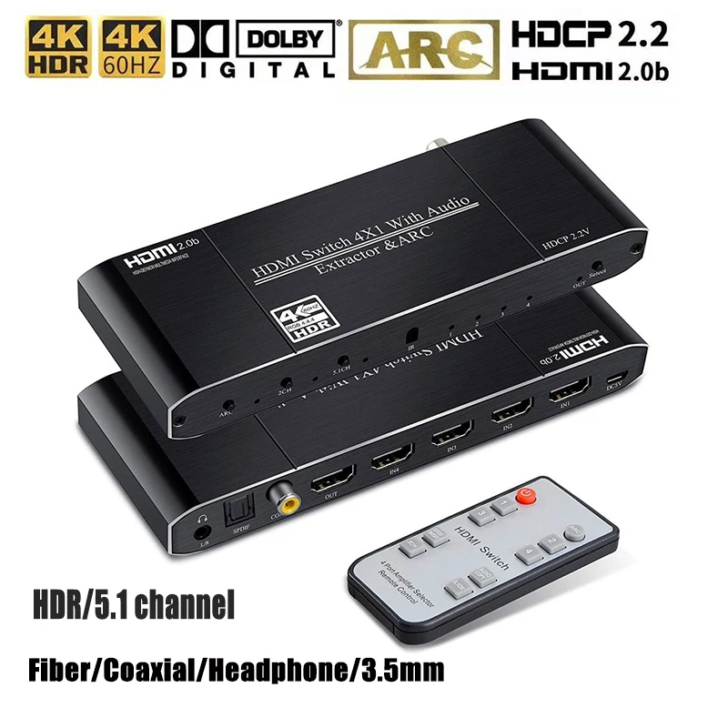 

HDMI 2.0 matrix 4K@60Hz HDMI matrix 4x1 switch splitter HDCP 2.2 HDMI 4X1 matrix switcher with audio HDR