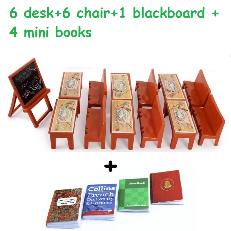 desk and book Мини-Кукольный Аксессуар для кукольных кукол, ролевые игры, кукольный домик, Миниатюрный стол, доска для книг, подарки девочек - Цвет: desk and book