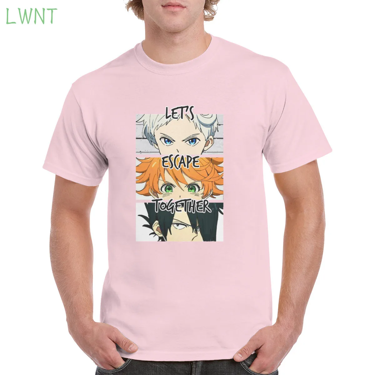 

Japanese Cartoon anime 100% cotton t shirt The Promised Neverland Emma Norman Ray shirt Anime graphic women/men‘s T-Shirts