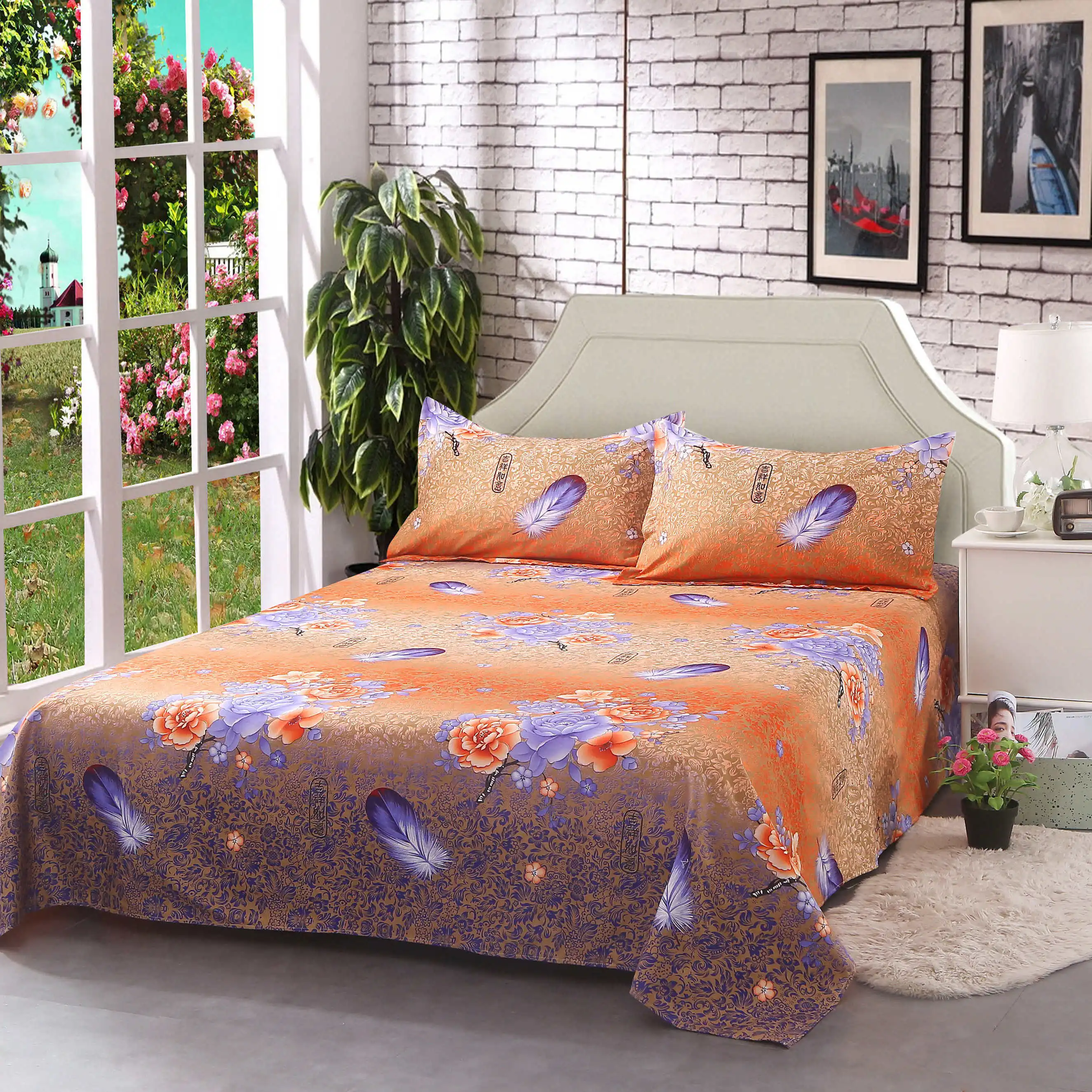 

1 bed sheet, skin-friendly, brushed, single double bed, single thick, no ball, no fading, no shrinking (no pillowcase)