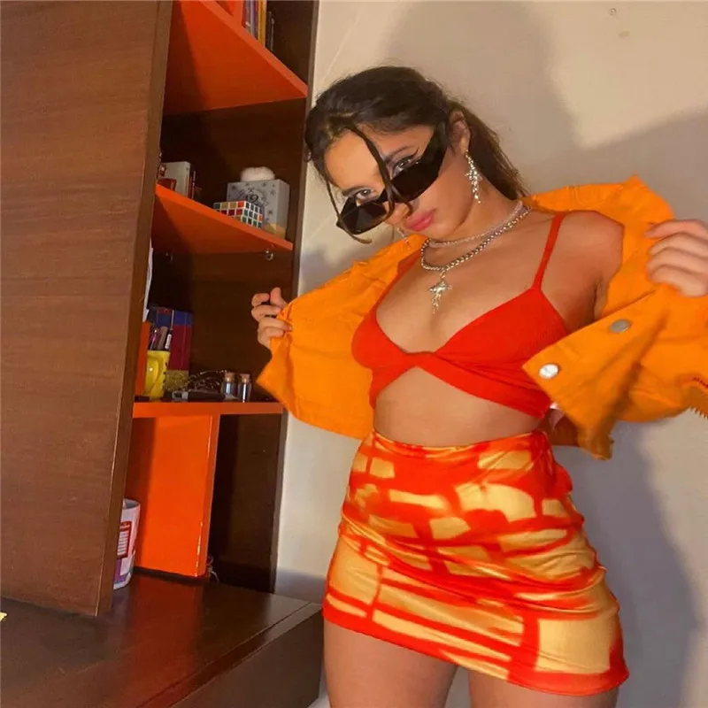 

E-girl Harajuku Graphic Women Bodycon Mini Skirts Abstract Print High Waist Zip Up Short Pencil Skirts Streetwear Gothic Punk