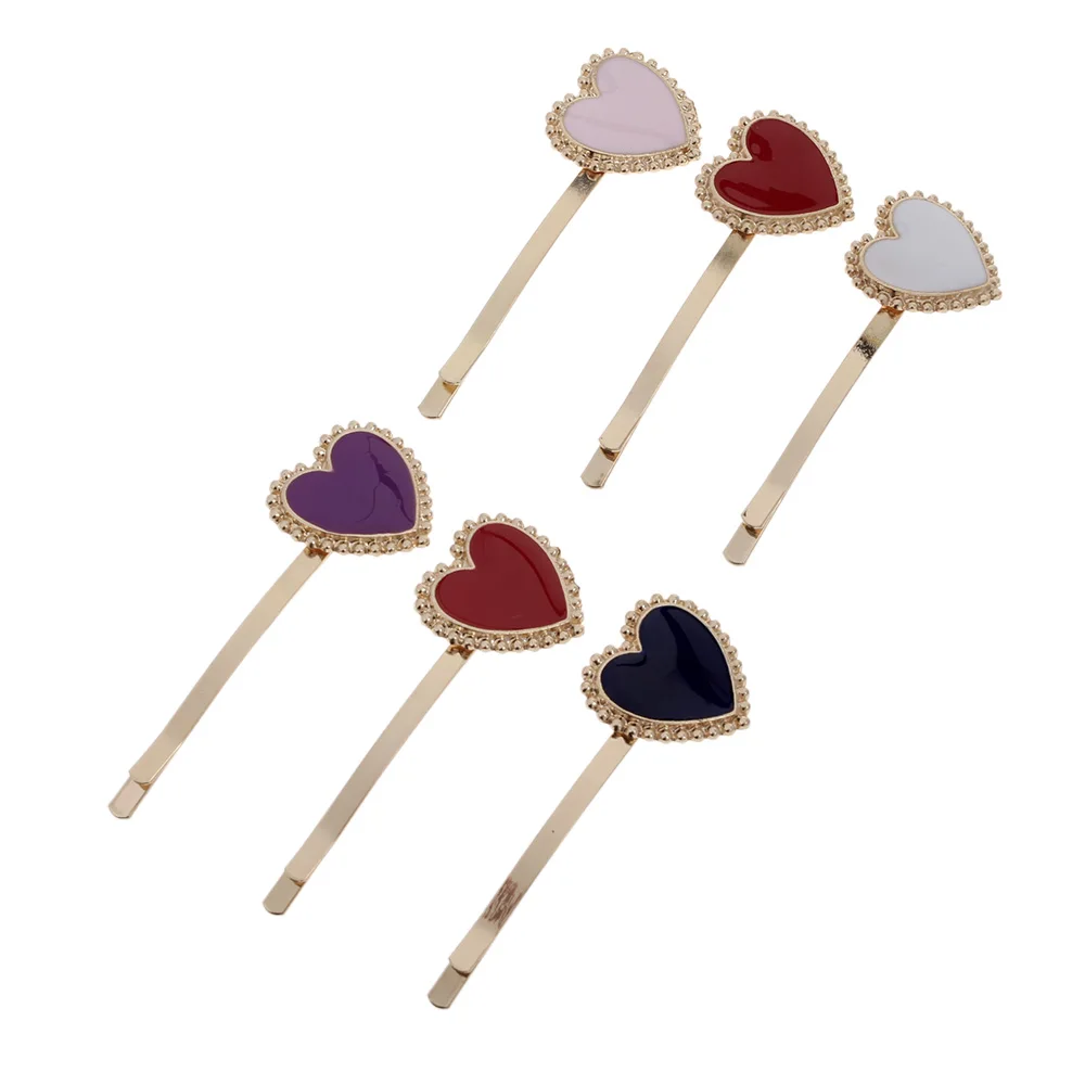 Стильные металлические заколки для волос в форме сердца стиле платья простые