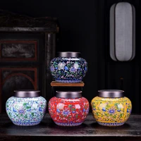 enamel color flower tea cans with alloy lids kitchen sealed storage jars candy coffee beans food storage jars home decoration