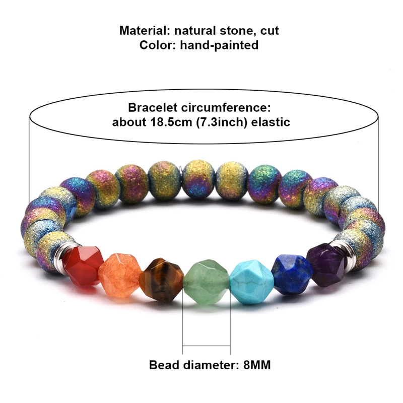

Handmade 8mm Nature Stone Braided Rope Rock Beads 7 Chakra Healing Prayer Stress Relief Yoga Chakra Bracelet for Men Women