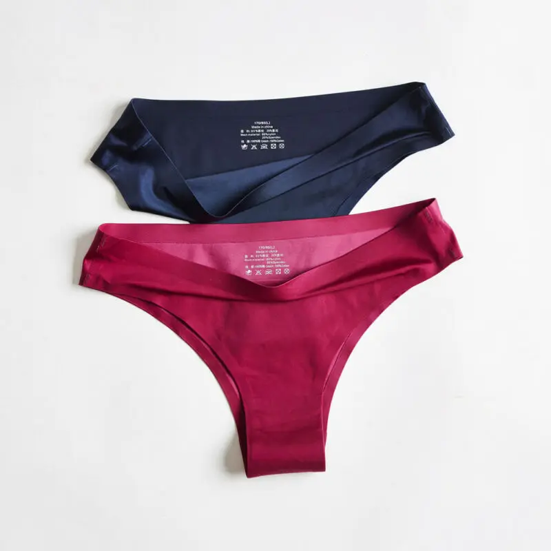Женские трусики-стринги бесшовные стринги из ледяного шелка с высокой талией