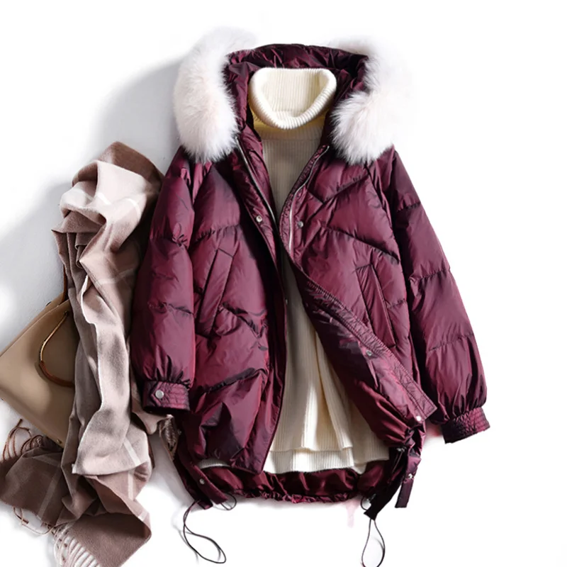 Большая зимняя куртка с капюшоном из натурального Лисьего меха женские