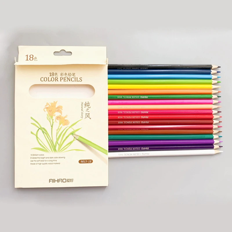 18 colors 12 18 24 36 шт./лот яркие цвета карандашный рисунок живопись в коробке Diy HB Цветные Карандаши Канцелярские принадлежности Школьные офисные канцелярские принадлежности - Цвет: 18 colors