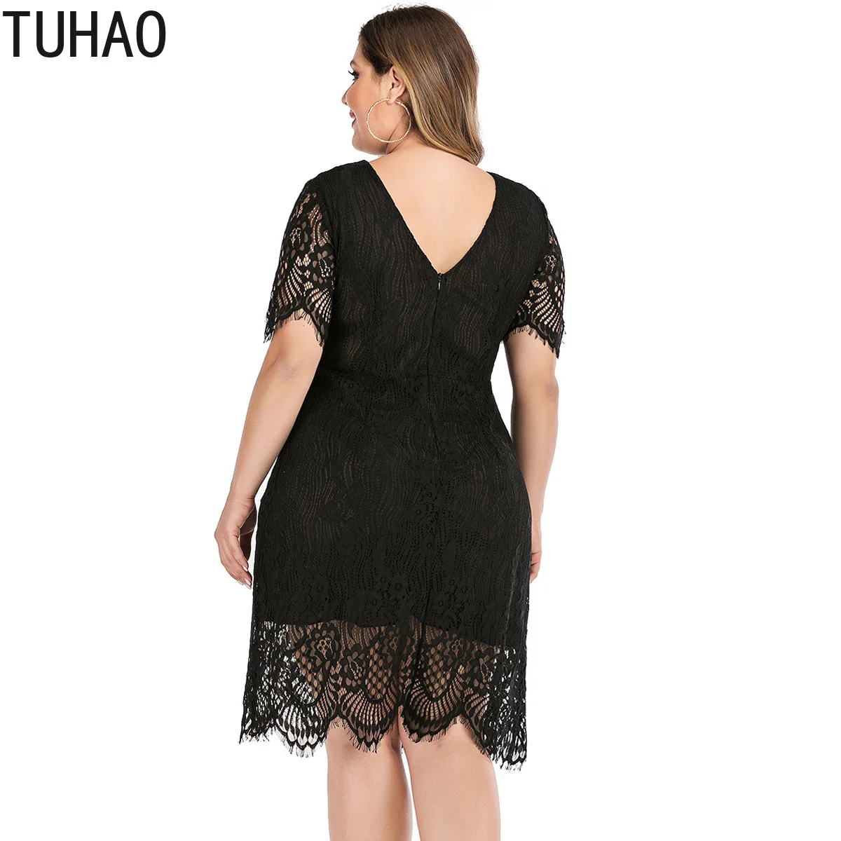 Женское вечернее платье TUHAO Черное Кружевное Платье для ночного клуба большие