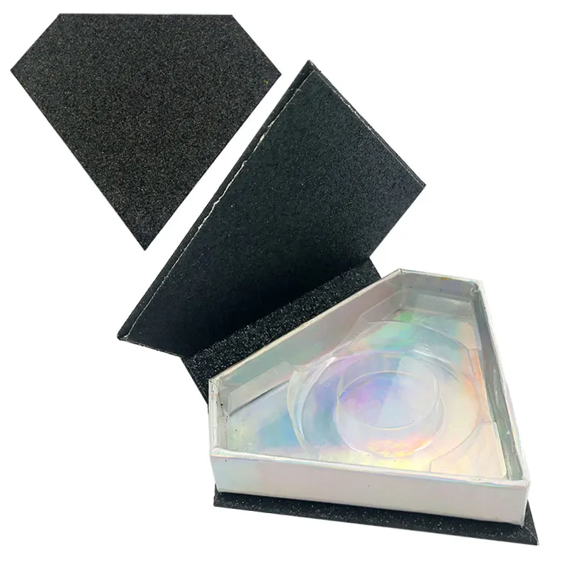 

Wholesale New Magnetic False Eyelash Packaging Diamond Box Packaging Custom Logo Lash Black Boxes eyelashe Package Makeup Case