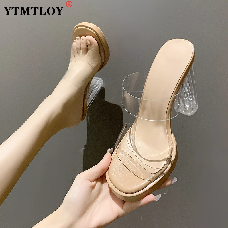 

Новинка, женские сандалии из ПВХ, прозрачные пикантные летние сандалии-желе на каблуке с кристаллами, туфли-лодочки, женские туфли