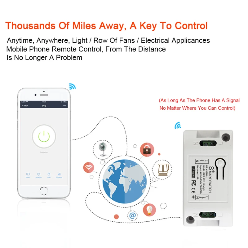 FUNSHION RF Wi-Fi переключатель rf433мгц 10 а/2200 Вт беспроводной 86 типа вкл/выкл панель 433 МГц