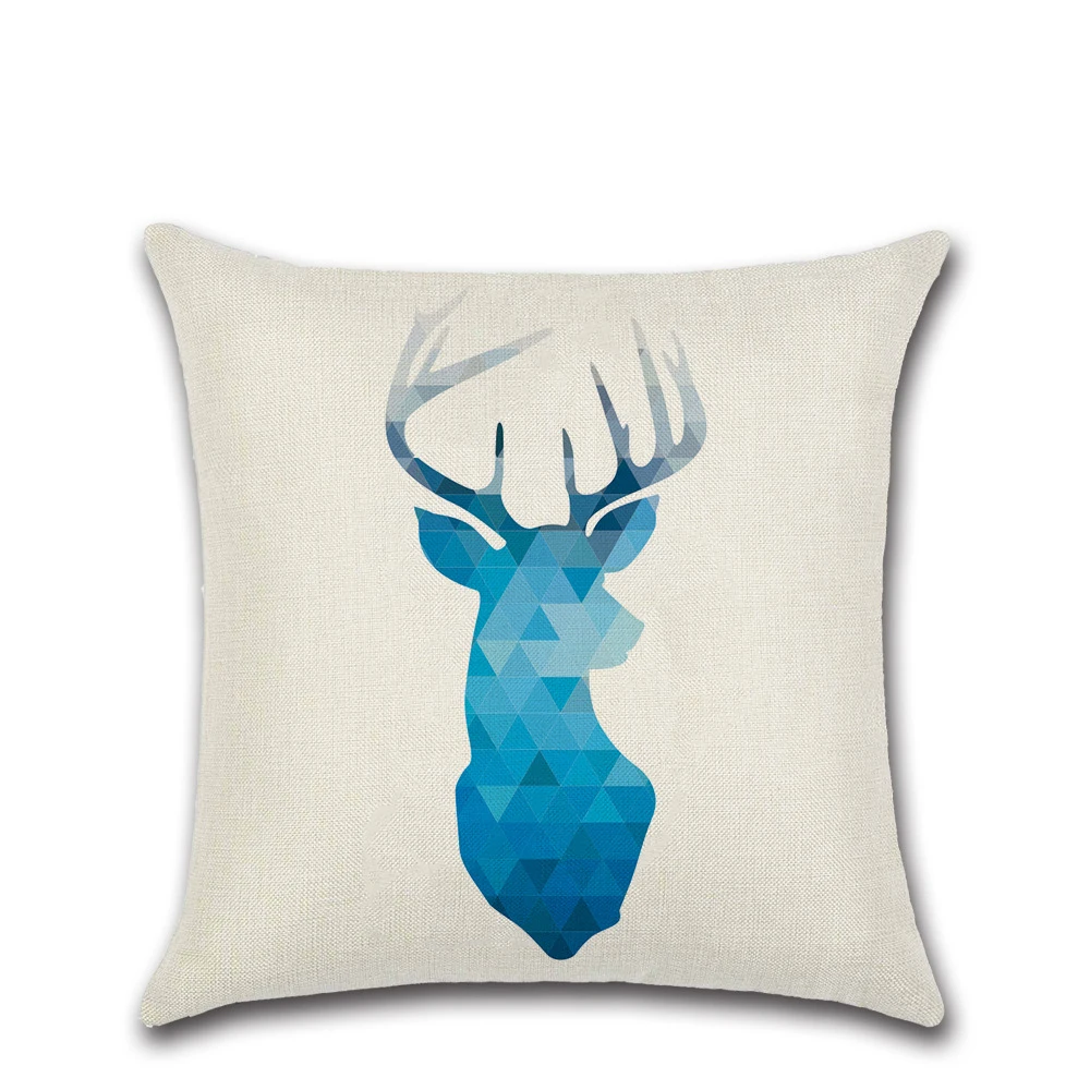 Льняные наволочки 45 см * с синим геометрическим рисунком украшение для дома