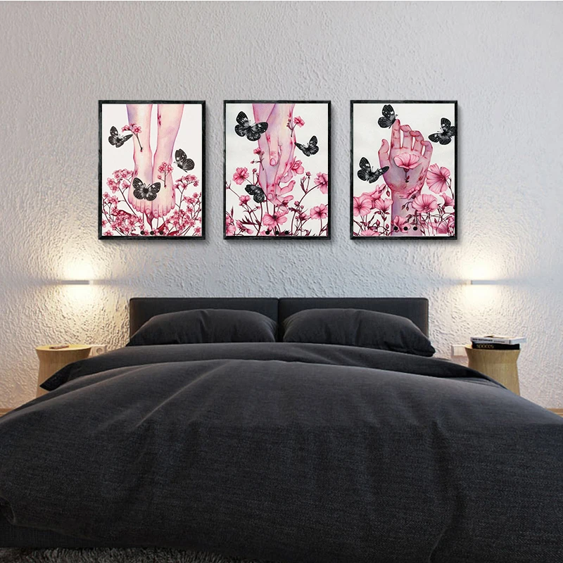 

Алмазная живопись цветы, бабочки, руками и ногами, Набор для вышивания крестиком Алмазная Вышивка Полный Круглый декор из алмазной мозаики ...