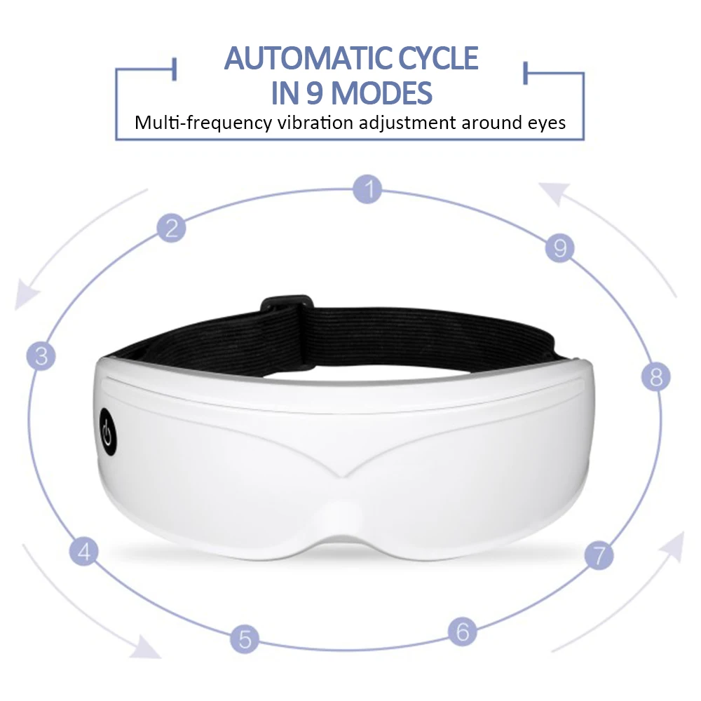 

Модный массажер для глаз для студентов, защита зрения дома, 9 режимов вибрации, Электрический черный прибор для зрения