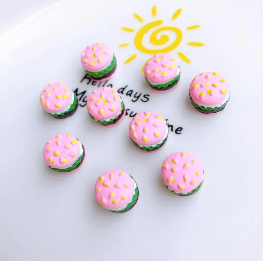 Кавайный хлеб гамбургера из смолы с плоским основанием Сделай Сам Кукольный дом