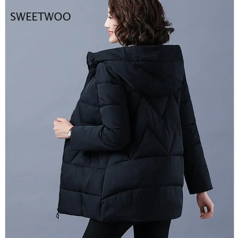 2021 Winter Women Jacket Warm Parkas Female Thicken Coat Cotton Padded Long Hooded Outwear  Loose Women Snow Jacket 4XL