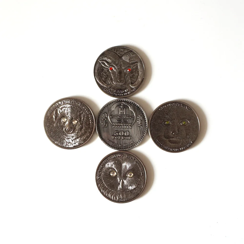 

4pcs/lot mix order Mongolia 500 Tugrik 1oz Silver Coin Wildlife Protection Coins Replica