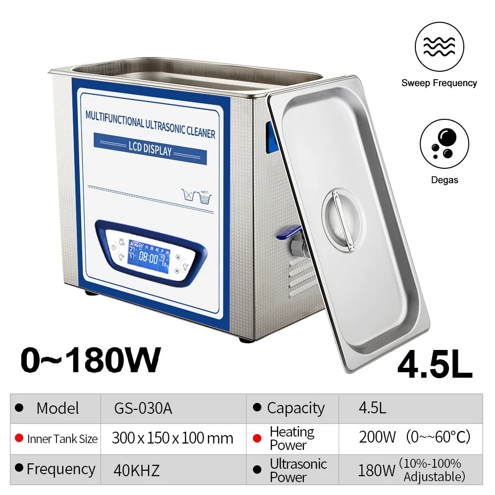 Бытовой ультразвуковой очиститель 4 5л регулируемое разогревание очков с