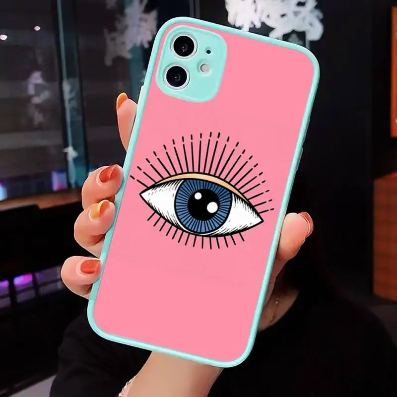 

Lucky Eye Blue Evil Eye Phone Case Matte Transparent for iPhone 7 8 11 12 s mini pro X XS XR MAX Plus cover funda
