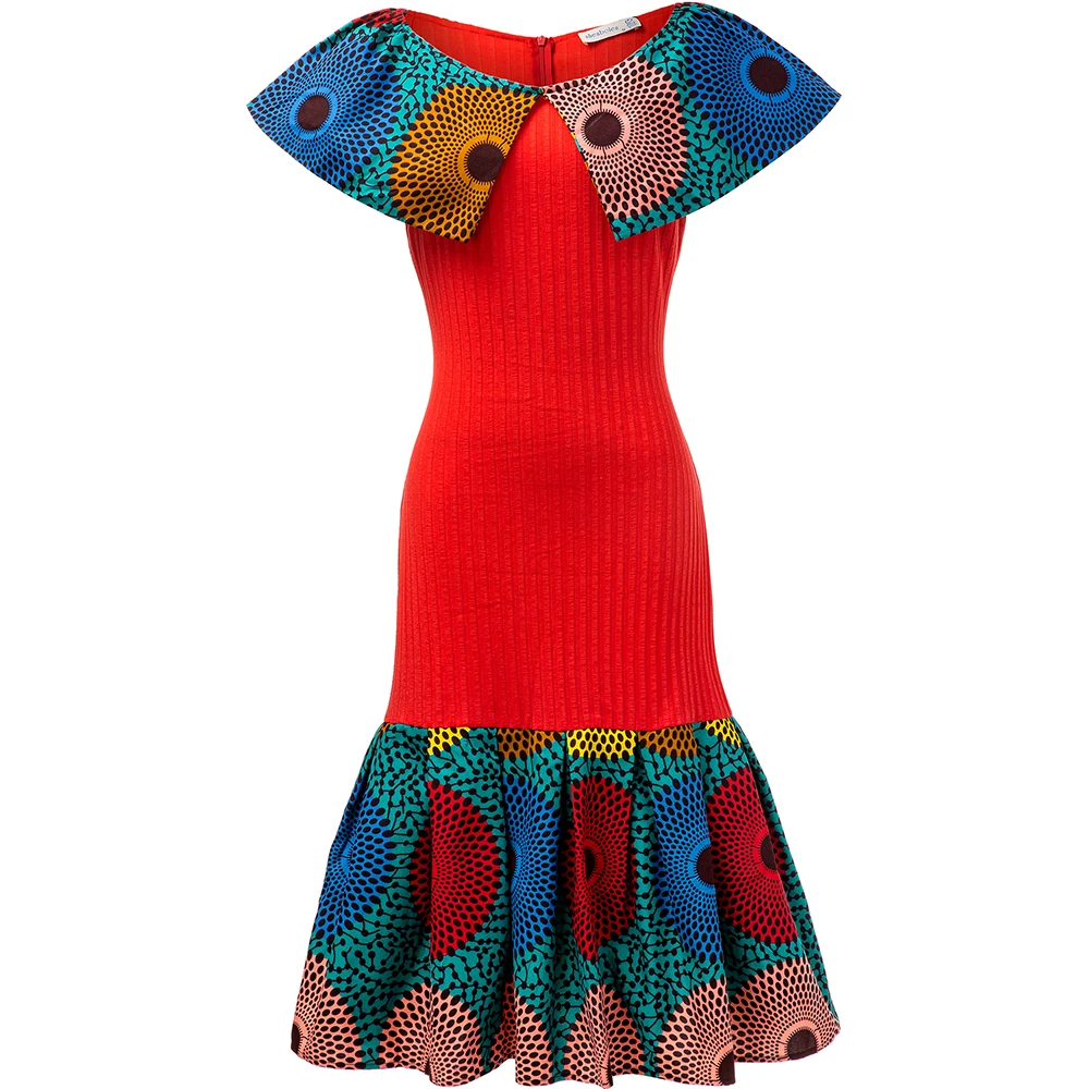 

African dresses for women 2021 new fashion ankara dresses stretchable material african clothing african wax red dresses
