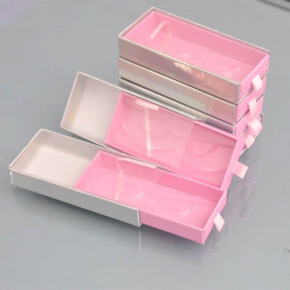 

10/lot Wholesale eyelash packaging box lash boxes package custom rectangle drawer deep pink faux cils makeup case bulk vendors