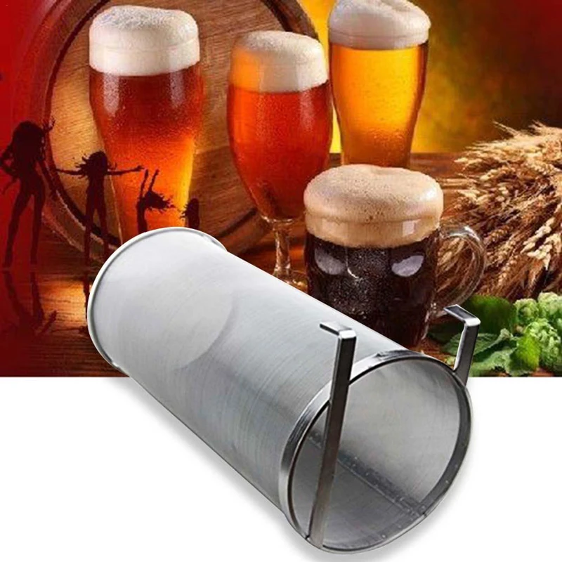 

Stainless Steel Brew Beer Hop Mesh Filter Strainer with Hook Beer Brewing equipment inline filter distillation washable for bags
