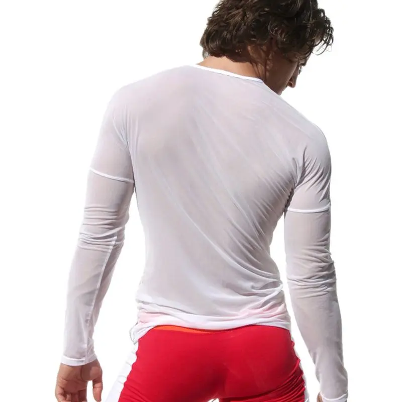 Футболка мужская для бега и фитнеса супертонкая прозрачная дышащая футболка из