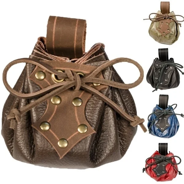 Средневековый Кожаный Кошелек Viking винтажный кожаный кошелек сумка для монет или