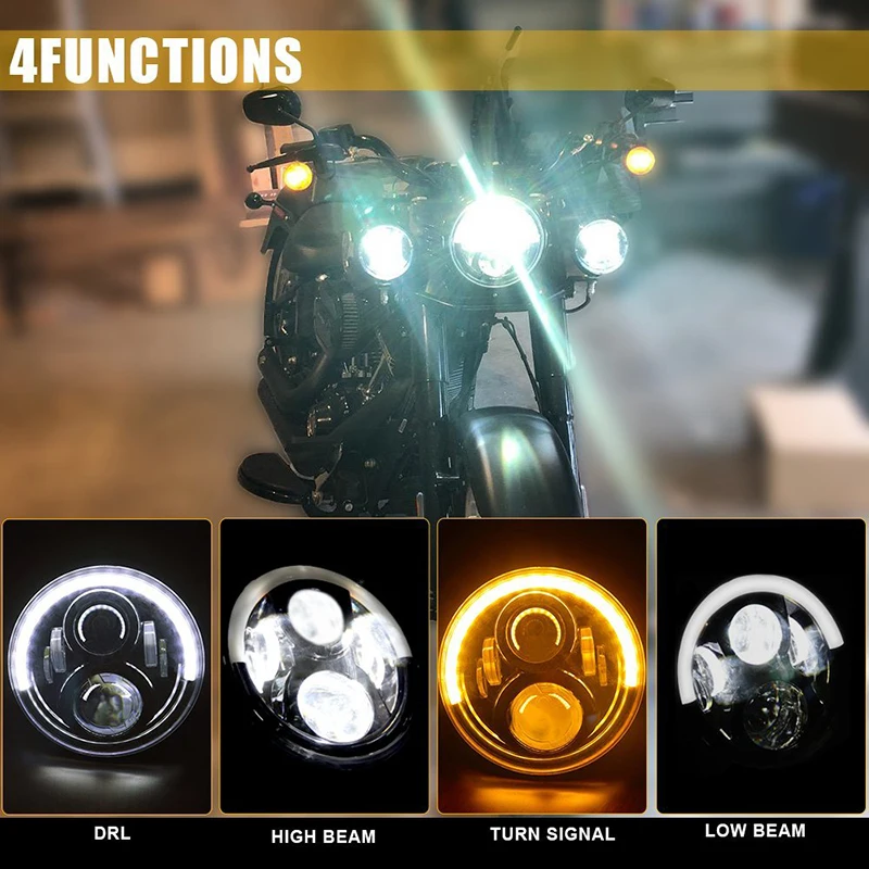 Светодиодная фара 7 дюймов для мотоцикла Harley с 4 1/2 дюйма 5 противотуманные фары