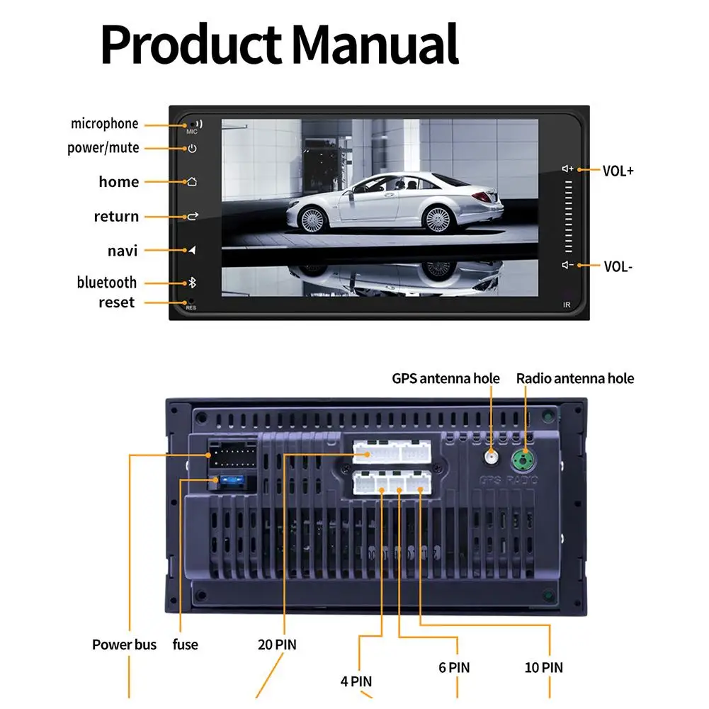 

Android 8.1 Car Bluetooth Car GPS Wifi Mirror Link 2 DIN Android 8.1 Car Multimedia Player BT Radio