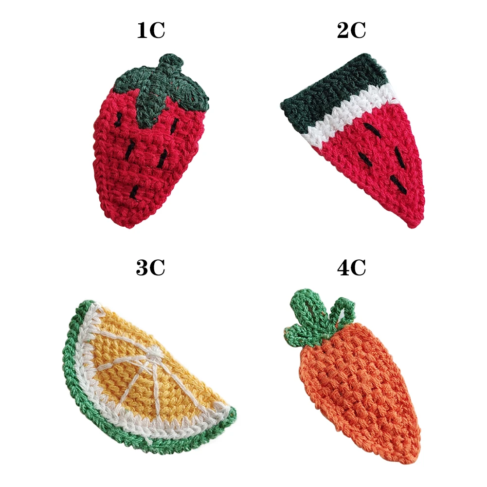 

Knitted Hair Clip Hand Woven Carrot Strawberry Fruit Side Clip Hairpin for girl hair decoration accessories