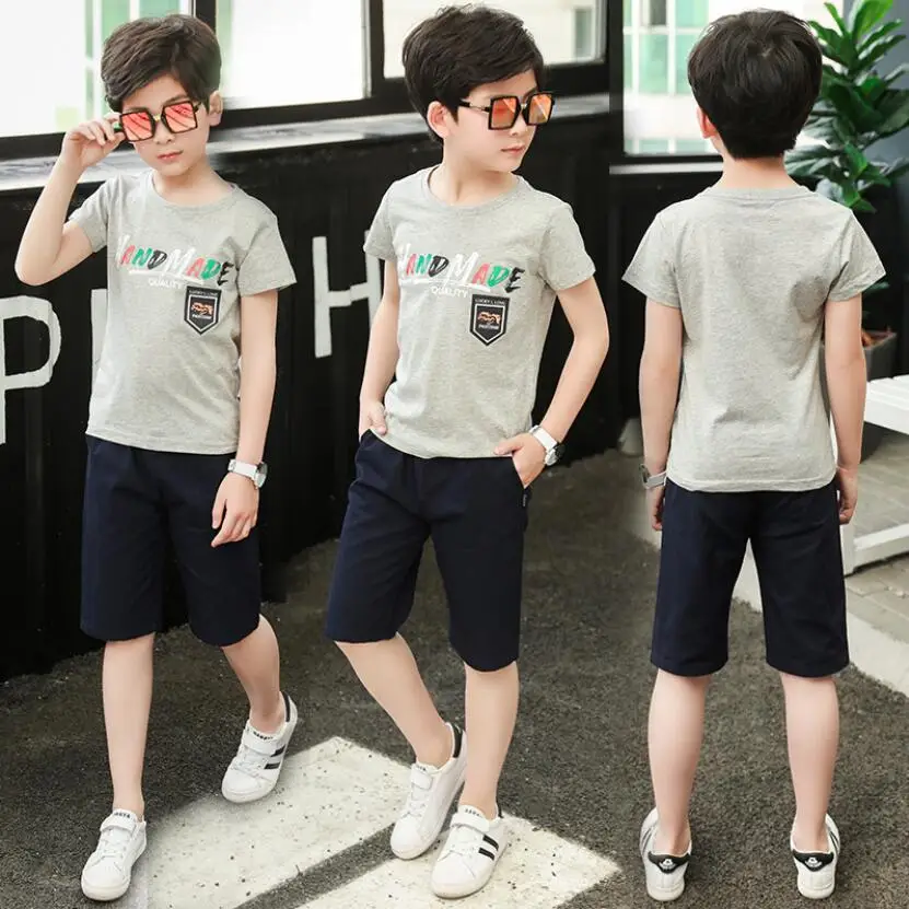 Летняя футболка и шорты для мальчиков 2 шт./компл. От 3 до 13 лет хлопок с коротким