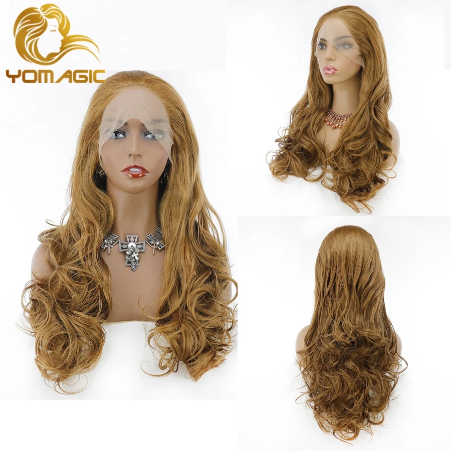 Yomic парики из синтетических волос коричневого цвета на сетке спереди для женщин