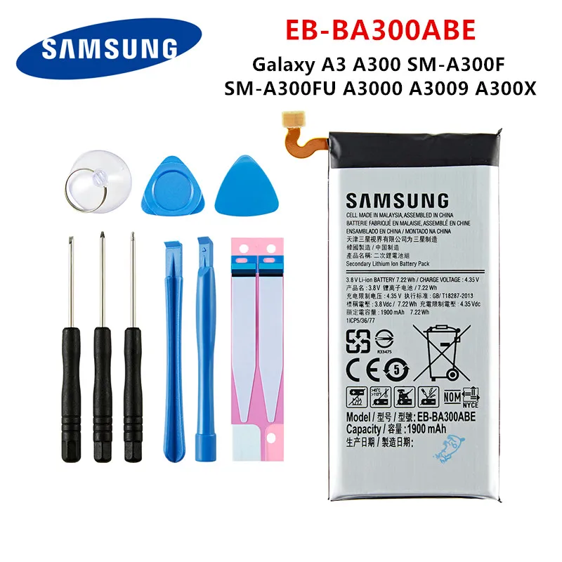 

SAMSUNG Orginal EB-BA300ABE 1900mAh Battery For Samsung Galaxy A3 A300 SM-A300F SM-A300FU A3000 A3009 A300X Mobile Phone +Tools