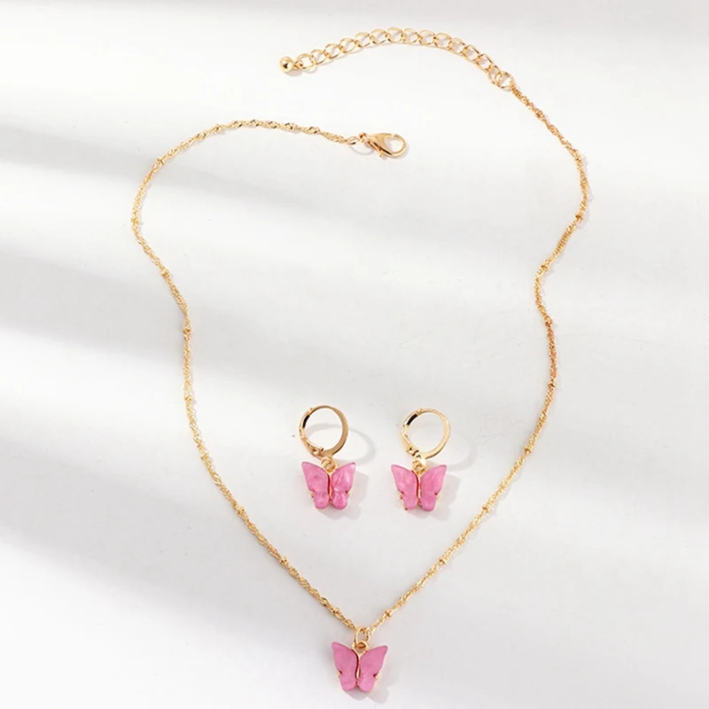 Новый 2021 натуральный камень смола бабочка комплект ювелирных изделий вставки