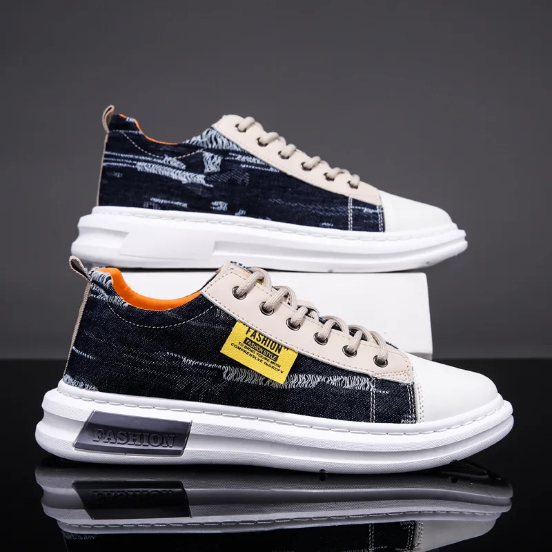 

Low-top Casual Men Vulcanized Shoes Fashion Personality Denim Lace Up Sneakers Spring/Summer Hot Sale Footwear