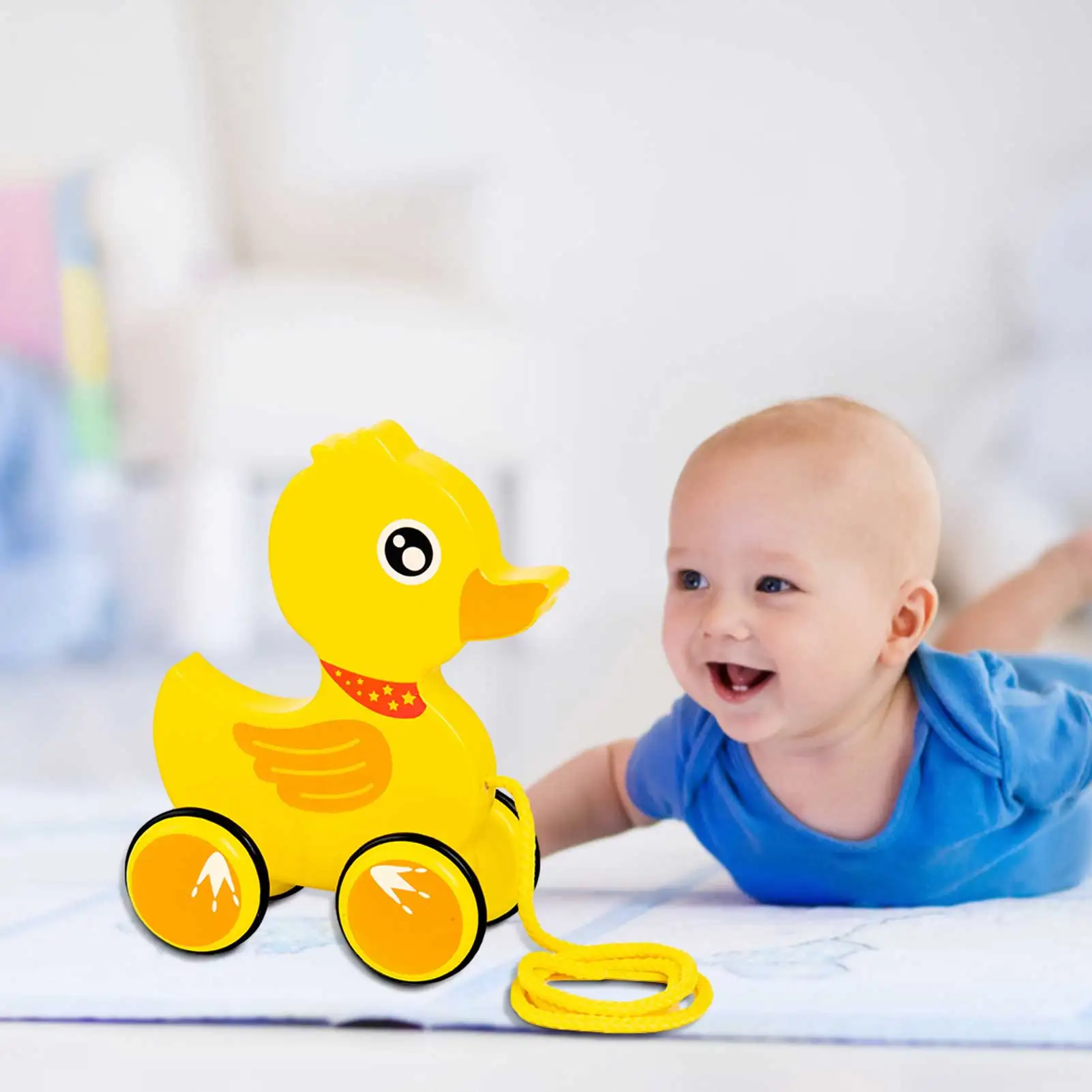 

Educational Toy Material Montessori Wooden Dog And Duck With Digging Rope Crawling Animal Toys Baby Cartoon Car Pull Rope Toys