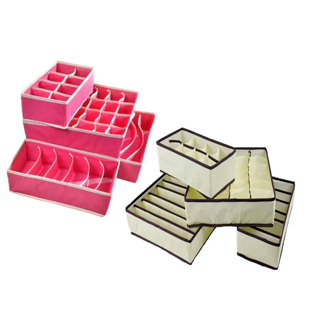 2 sets Мульти-размер короб для нижнего белья бюстгальтеров складная коробка для хранения дома не Тканевый шкаф ящик шкаф Органайзер для шарфы носки^ 30 - Цвет: 2 sets