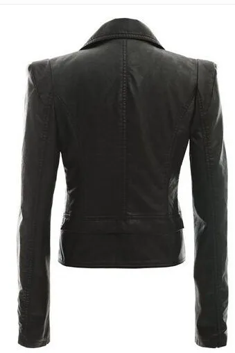 

Women's motorcycle leather jacket in autumn and winter