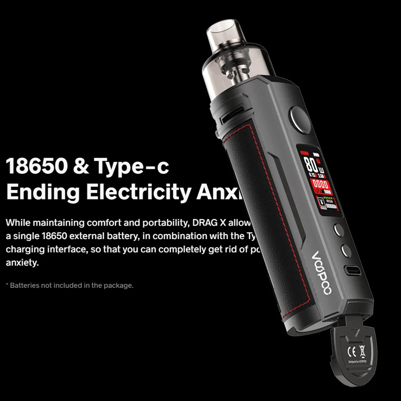 

Original VOOPOO Drag X Pod Vape Kit 80W 4.5ml Cartridge GENE.TT Chip PnP-VM1 VM5 VM6 Coil DragX E Cigarette NO 18650 battery New