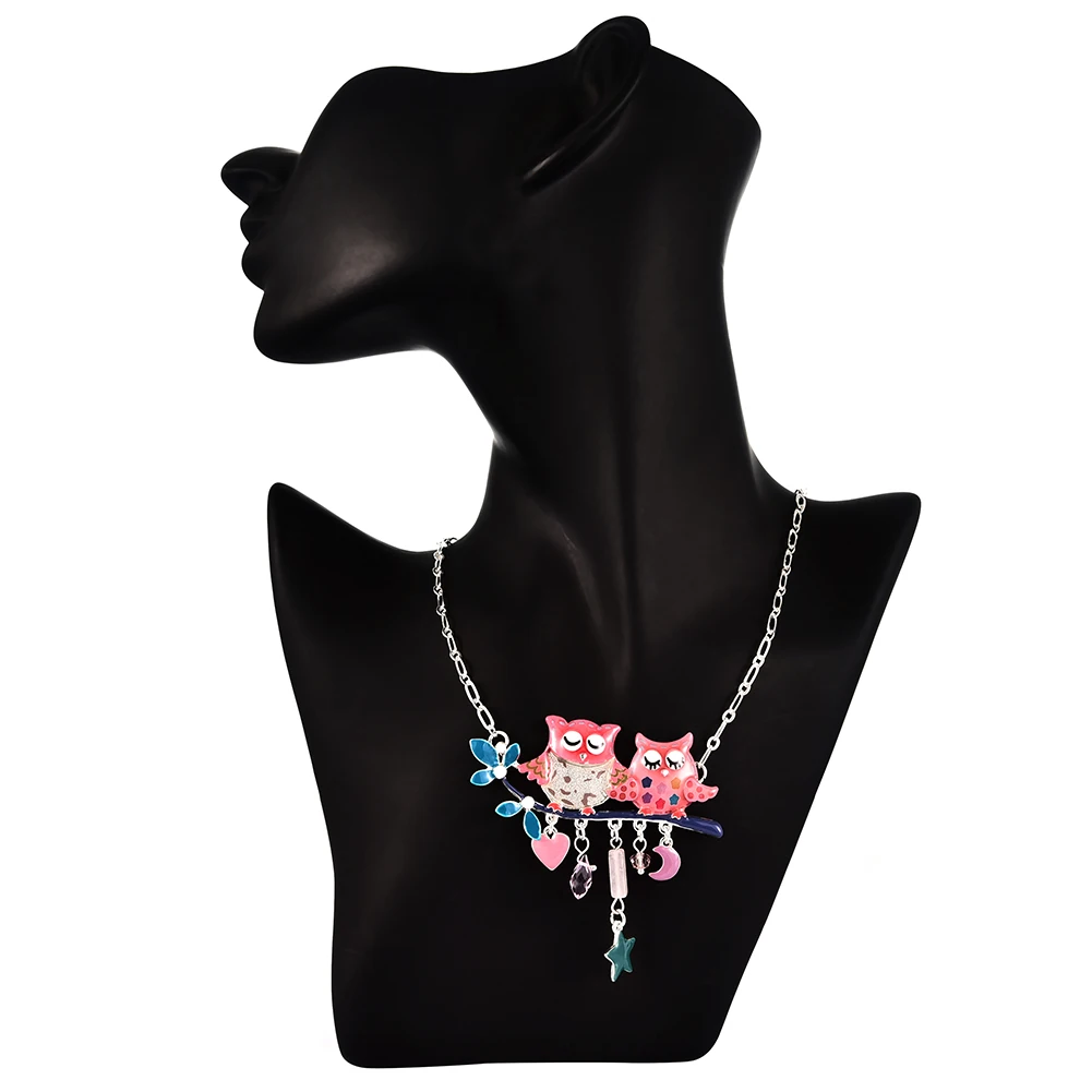 Ожерелье с подвеской в виде совы и птицы из эмалированного сплава модные