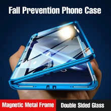 Magnetic double-sided glass protect cover metal phone case For Huawei Honor 50 Pro 60 SE P40 P30 P20 Pro 8x 9x Y9 P smart Z 2019