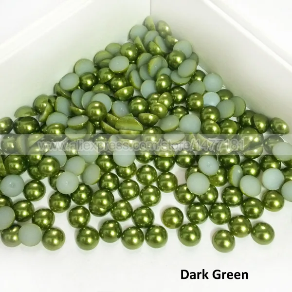 Dark Green 200 шт 8 мм жемчуг полукруглый имитация искусственного акрила с плоской задней частью Смола Кабошон полукупол жемчужная отделка бусины DIY товары для рукоделия - Цвет: Dark Green
