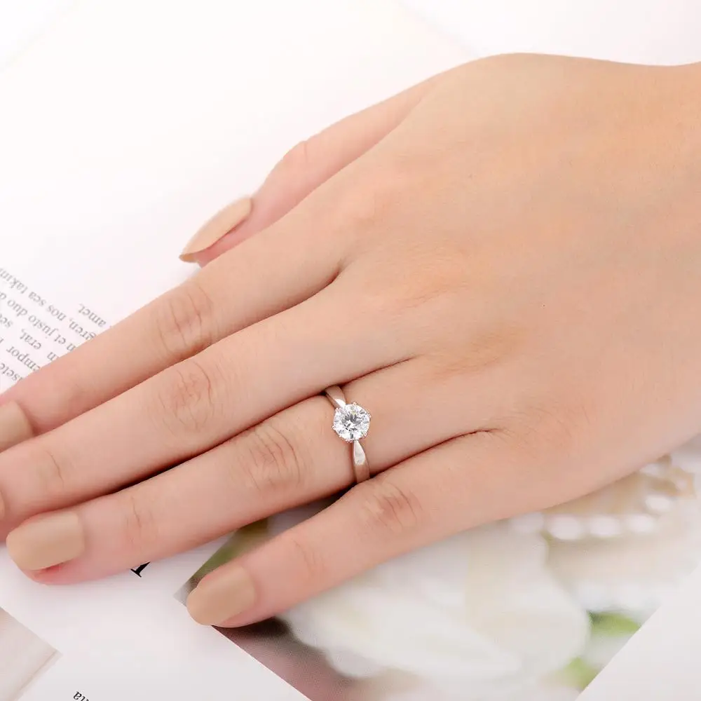 LASAMERO классическое кольцо с 6 зубцами солитер юбилей 5 карат Круглый огранка мм