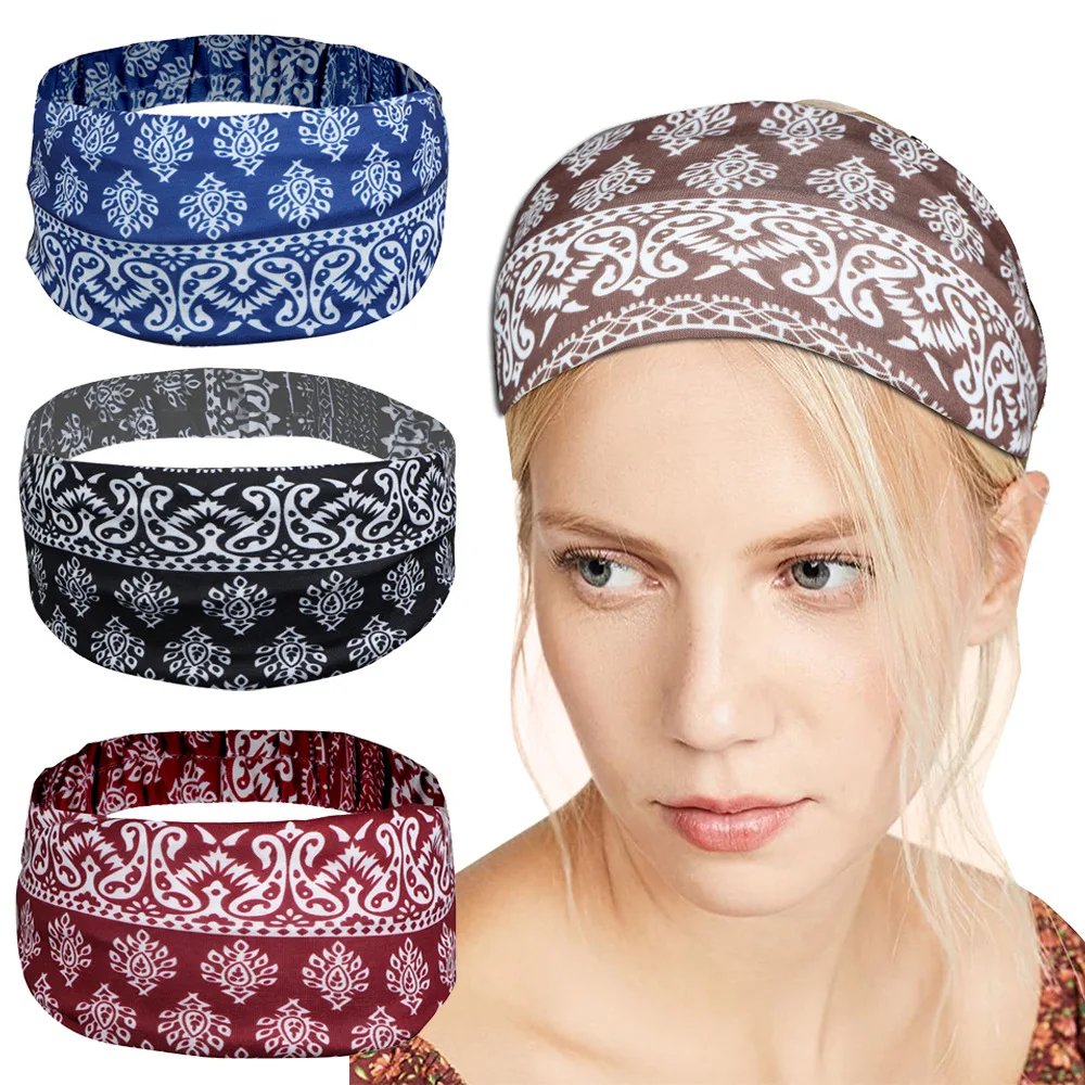 

Women Fashion Sport 3D Print Stretchy Headband Breathable Yoga Running Hair Band Elastic Non-slip Turban Headwraps
