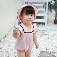 tiny cottons 2018 clothes for female newborns hat jumpsuit 2pcsset girls baby clothing overall jumpsuit short sleeves bodie