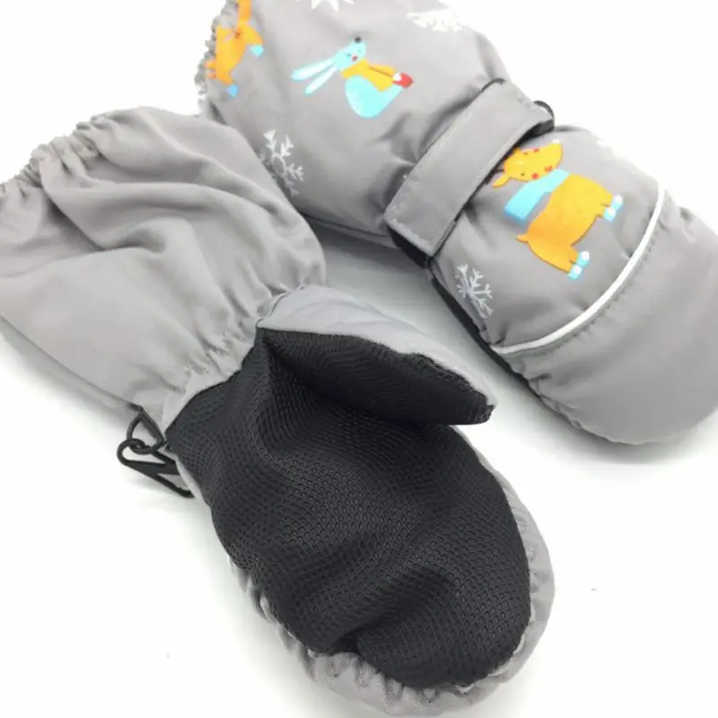 Детские зимние водонепроницаемые ветрозащитные длинные перчатки на манжетах с